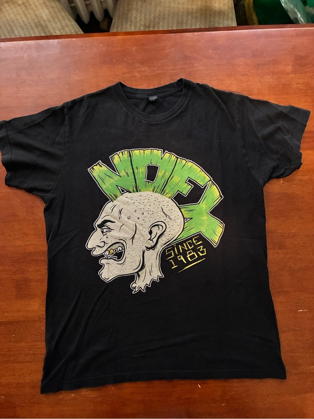 NOFX Since 1983 Mohawk Punk Rock Band T Shirt Tultex Black Medium 20x25.5